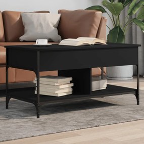 Fekete szerelt fa és fém dohányzóasztal 100 x 50 x 50 cm