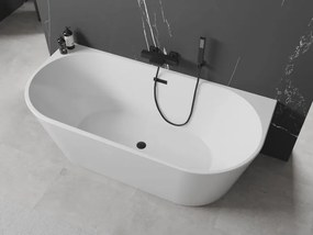 Mexen Oval szabadon álló fal melletti kád 180 x 80 cm, fehér, fekete túlfolyó - 52671808000-70