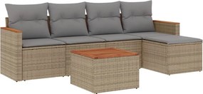 vidaXL 6 részes bézs polyrattan kerti ülőgarnitúra párnával