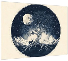 Kép – Mágikus fa szarvassal I. (70x50 cm)