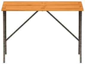 szürke polyrattan akácfa lapos kerti asztal 105x75x72 cm