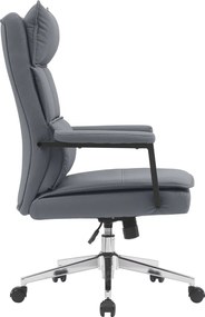 Irodai szék, szürke ekobőr/króm, KAHIL