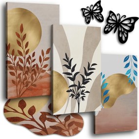 Vászonkép 150x70 cm Nappali Képek Triptichon Geometrikus Boho Arany