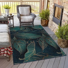 Petróleum színű mosható futószőnyeg 80x200 cm Midnight Jungle – Mila Home