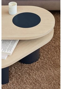 Kék-natúr színű dohányzóasztal kőrisfa dekorral 50x120 cm Nori – Teulat