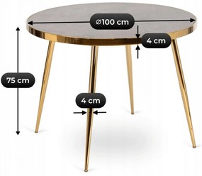 Szürke Márvány/Arany Színű Étkezőasztal. TINGA 100 cm