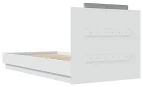 fehér ágykeret fejtámlával és LED-világítással 75 x 190 cm