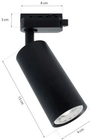 Spotlámpa MICA sínrendszerhez 1xGU10/25W/230V 1 fázisú fekete