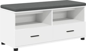 vidaXL Előtér pad párnával Fehér 100 x 38 x 46 cm Műanyag Fa és Szövet