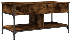 Füstös tölgy szerelt fa és fém dohányzóasztal 100 x 50 x 50 cm