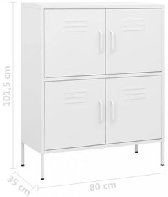 fehér acél tárolószekrény 80 x 35 x 101,5 cm
