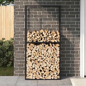 tűzifa állvány Fekete 100x30x209 cm Acél