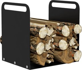 Outsunny Fatároló 36.5 x 30 x 36 cm Fogantyúval, Belső és Külső Használatra, Maximum 30 kg, Acél, Fekete | Aosom