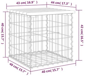 impregnált fenyőfa gabion kerti pad 43 x 44 x 42 cm
