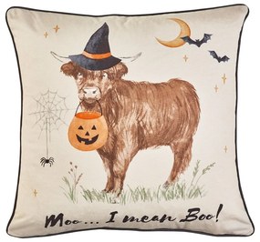 Díszpárna Halloween mintával 45x45 cm Halloween Highland Cow – Catherine Lansfield