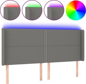 vidaXL sötétszürke szövet LED-es fejtámla 163x16x118/128 cm