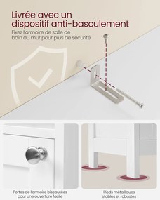 Magas és keskeny fürdőszobai szekrény világításal 170x30x30 fehér színben