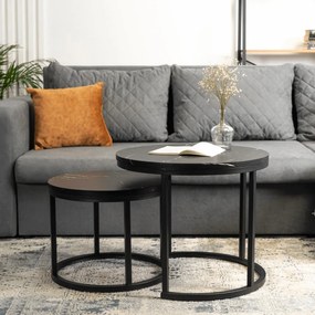 Dohányzóasztal szett fekete márvány színben. MAURO