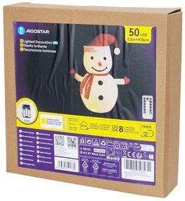 Aigostar - karácsonyi kültéri LED dekoráció 50xLED/3xAA 0,7m IP44 hóember