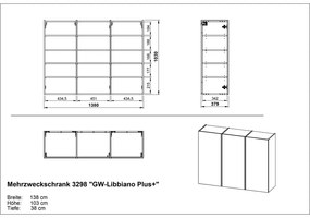 Krémszínű előszoba szekrény 138x103x38 cm Libbiano – Germania