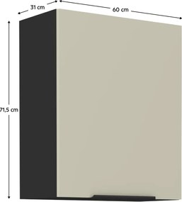 Felső szekrény, kasmír/fekete, ARAKA 60 G-72 1F