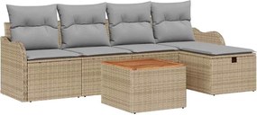 vidaXL Kerti Kanapé Szett párnával tárolóval 6 pcs Bézs Poli rattan