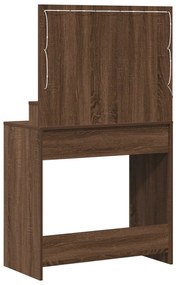 Sminktükör LED Fénnyel, Barna Tölgy, 79x41x135 cm