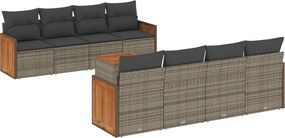 vidaXL 9 részes szürke polyrattan kerti ülőgarnitúra párnákkal