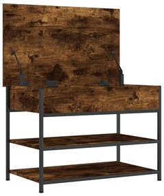 füstös tölgy színű szerelt fa cipőtároló pad 70x42,5x50 cm