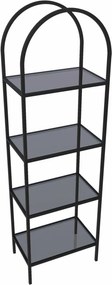 Fém könyvespolc, fekete-átlátszó, 47 cm