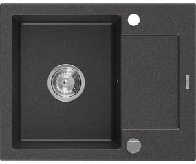 Mexen Enzo - gránit mosogató 57,6x46,5cm, 1 kamrás, fekete foltos, 6506571005-76