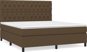 vidaXL sötétbarna szövet rugós ágy matraccal 160 x 200 cm