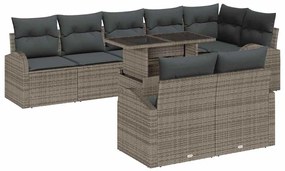 vidaXL Kerti Kanapé Szett tárolóval párnával 9 pcs Szürke polirattan