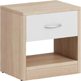 Éjjeliszekrény, sonoma tölgy/fehér matt, NEA
