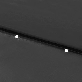 antracitszürke napernyő LED-ekkel és acél rúddal 2 x 3 m