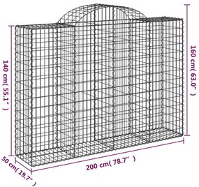 25 db íves horganyzott vas gabion kosár 200x50x140/160 cm