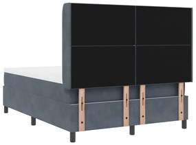 Boxspring Ágy Matraccal és LED-del Sötétszürke 160x200 cm Bársonyos