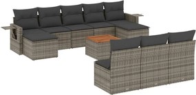 vidaXL 11 részes szürke polyrattan kerti ülőgarnitúra párnákkal