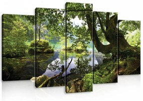 Vászonkép 5 darabos, Nyári erdő kis patakkal 100x60 cm méretben