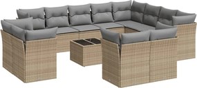 vidaXL 13 részes bézs polyrattan kerti ülőgarnitúra párnákkal