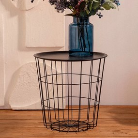 Scandi asztal fekete, fekete asztallappal 41x41x41 cm Homla