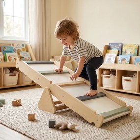Montessori Pikler-háromszög 3 az 1-ben, természetes/színes, OPRIN