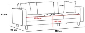 Háromszemélyes kanapé Berlunetta (antracit + arany). 1106672