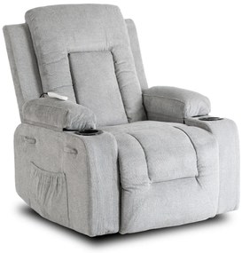 Elektromosan Vezérelhető Masszázsfunkciós Relaxfotel Szürke Szövet Kárpittal. BOX 2