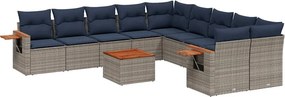 vidaXL 11 részes szürke polyrattan kerti ülőgarnitúra párnákkal