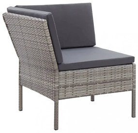 vidaXL 3-részes szürke polyrattan kerti ülőgarnitúra párnákkal
