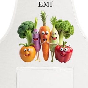 EMI Happy Veggie konyhai kötény, Fehér