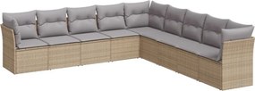 vidaXL 9 részes bézs polyrattan kerti ülőgarnitúra párnákkal