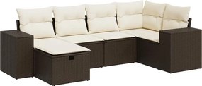 vidaXL 6 részes barna polyrattan kerti ülőgarnitúra párnával