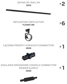 Zuma Line 3028 - Spotlámpa sínrendszerrel MASTER 6xGU10/10W/230V fekete